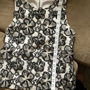 Alice + Olivia Black and White Floral Embroidered Blouse